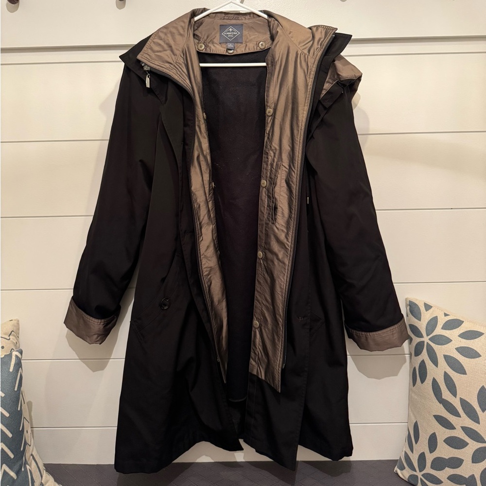 St. John's Bay Black and Brown Hooded Jacket, Women’s L